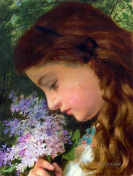 Girl With Lilac Sophie Gengembre Anderson child Oil Paintings